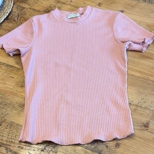 Paper Crane Blush Textured Short Sleeve Top